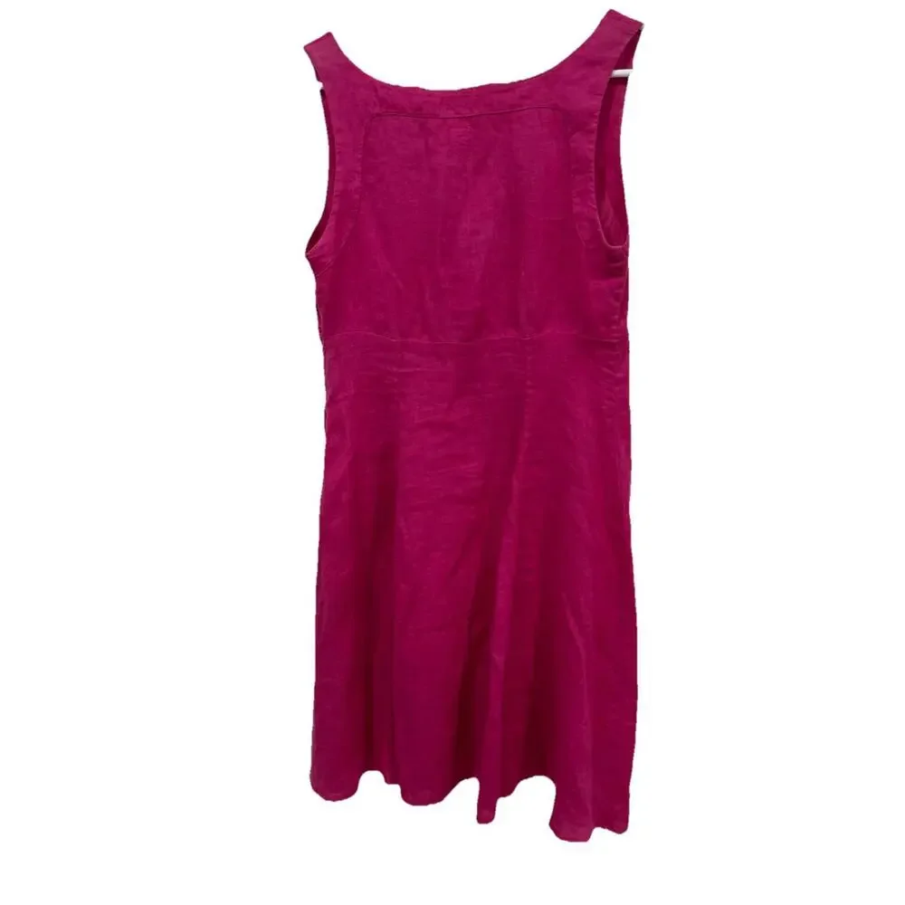 120% Lino Women's Pink Linen Long Sleeve A-Line‎ Dress (16” Pit To Pit) Small?
